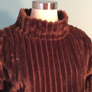 Brown Soft Pile Ribbed Sweater